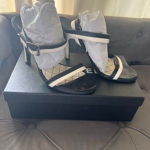 Chanel Vintage Black and White Sandals
